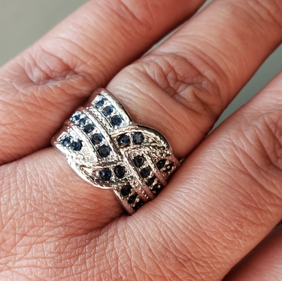 Silvertone Blue CZ Ring - Picture 7 of 8